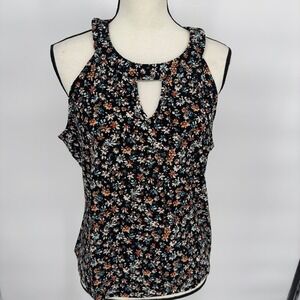 The‎ General Good Stitch & Fix Womens Halter Top Floral Mesh Black Size XXL